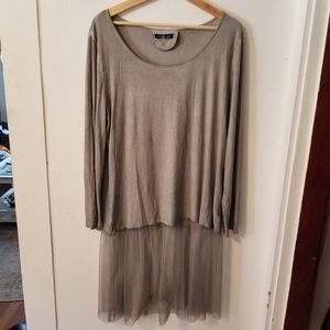 Long Sleeve Lace Bottomed Grey Top